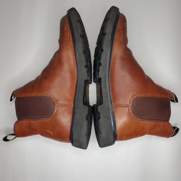 Ariat Men's Pull-On Brown Leather Spot Hog Work Boots Size 8 - Picture 7 of 13